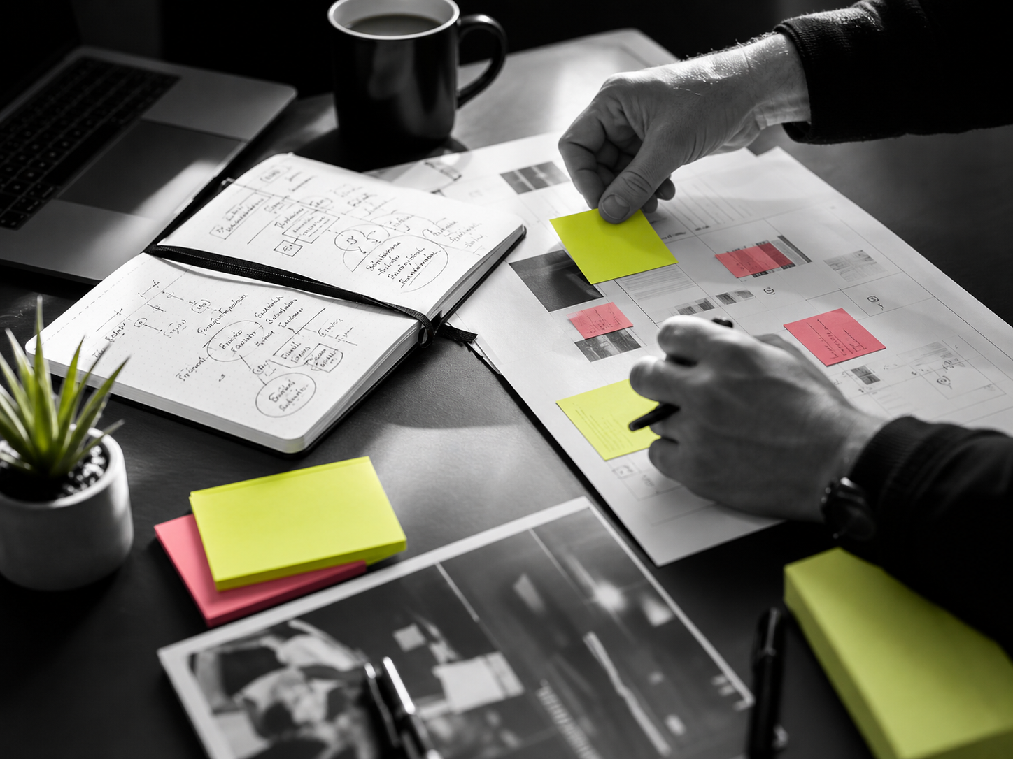 Coaching models and notes on a desk